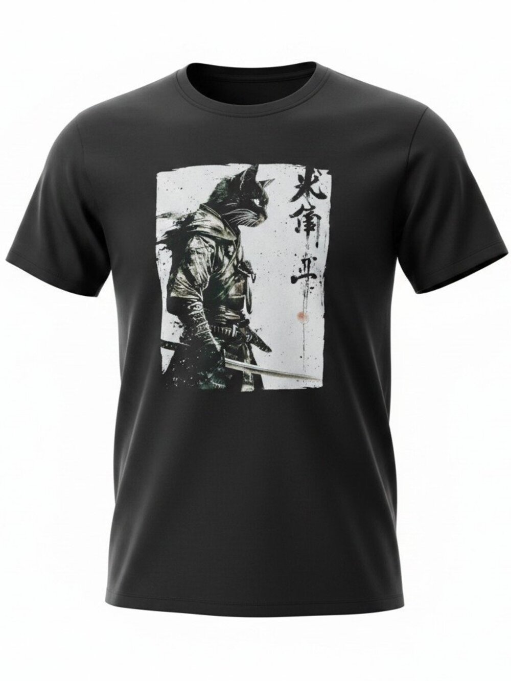 Samurai Cat Graphic Tee | 3XL Black Japanese Warrior Anime Streetwear NWOT